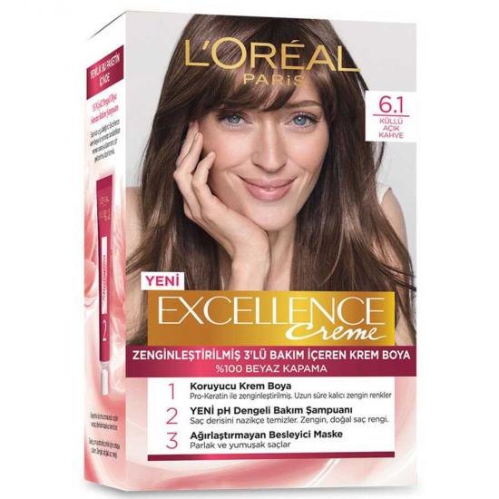 L’Oréal Paris Excellence Creme Saç Boyası 6.1 Küllü Açık Kahve
