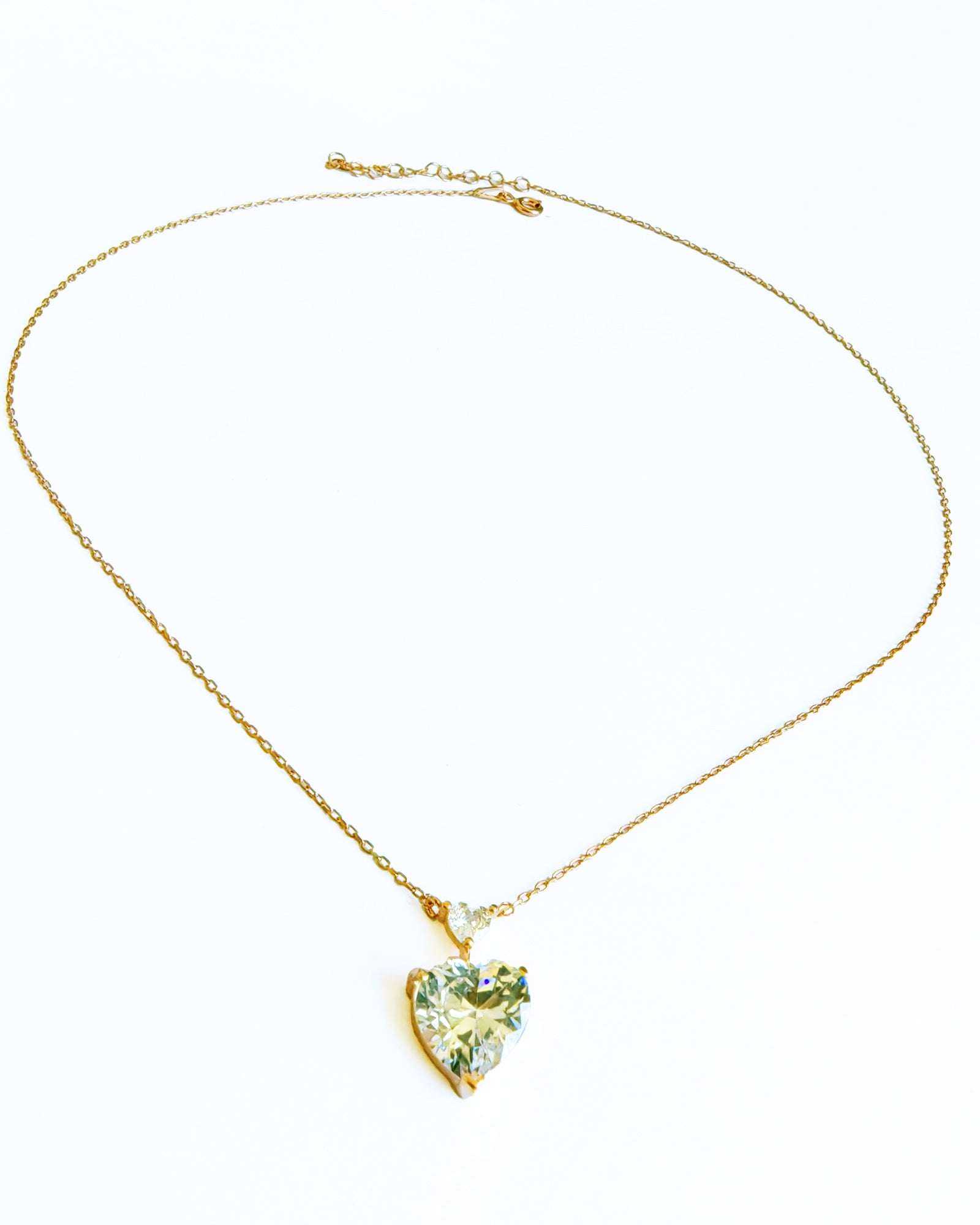 Beyaz Taş Detaylı 925 Gümüş İkili Kalp Kolye Yellow Gold White