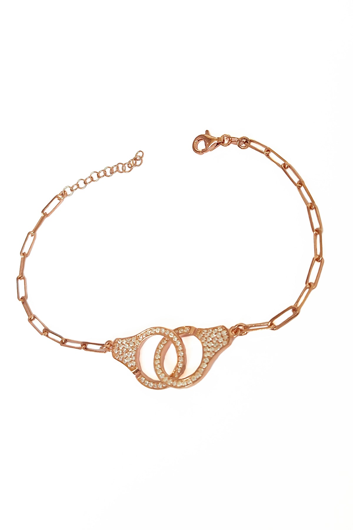 Beyaz Zirkon Taşlı Gümüş Kelepçe Bileklik – Modern Model GOLD-Rose