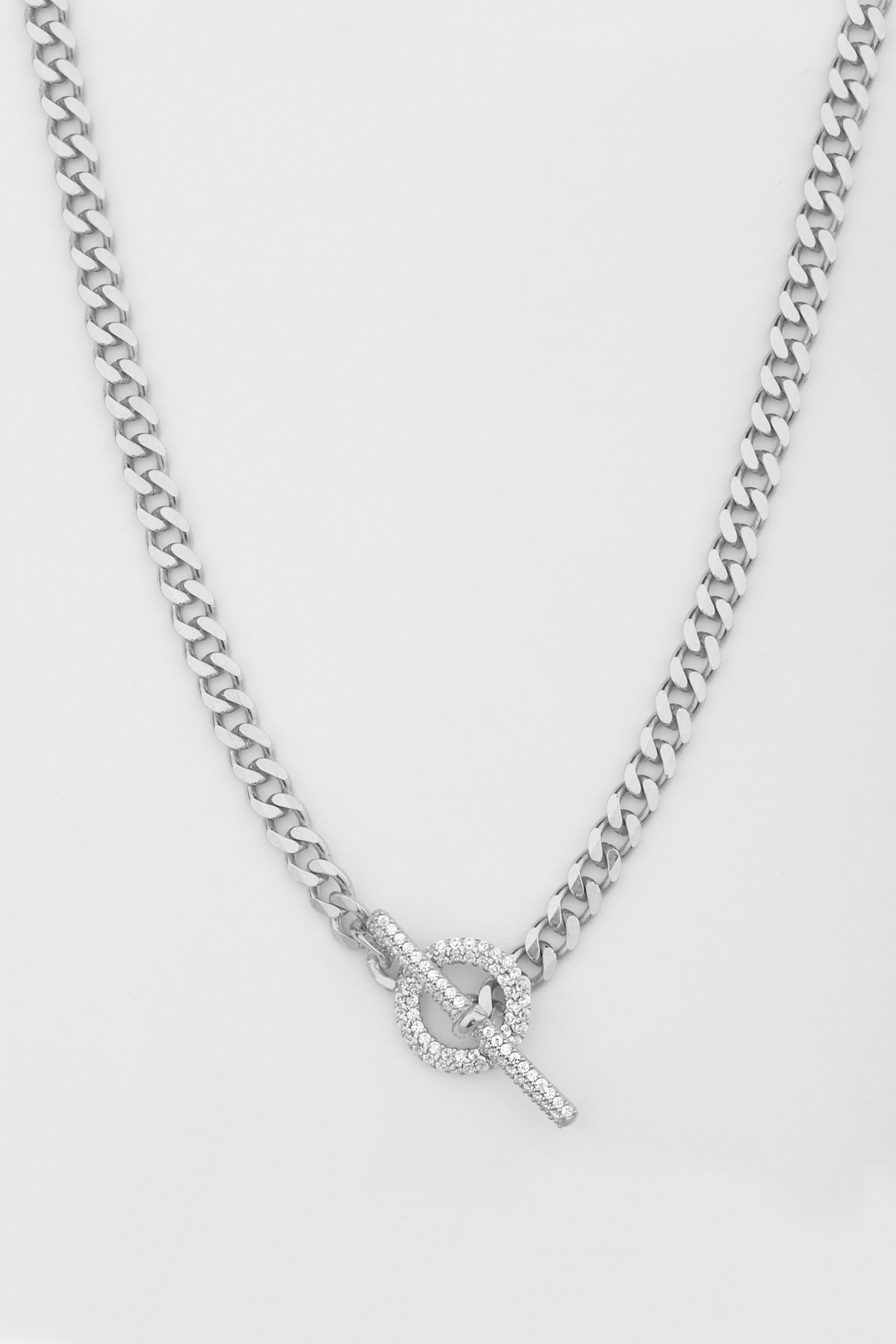 Beyaz Taş Detaylı Gemici Düğümü 925 Gümüş Choker ROSE-Rhodium