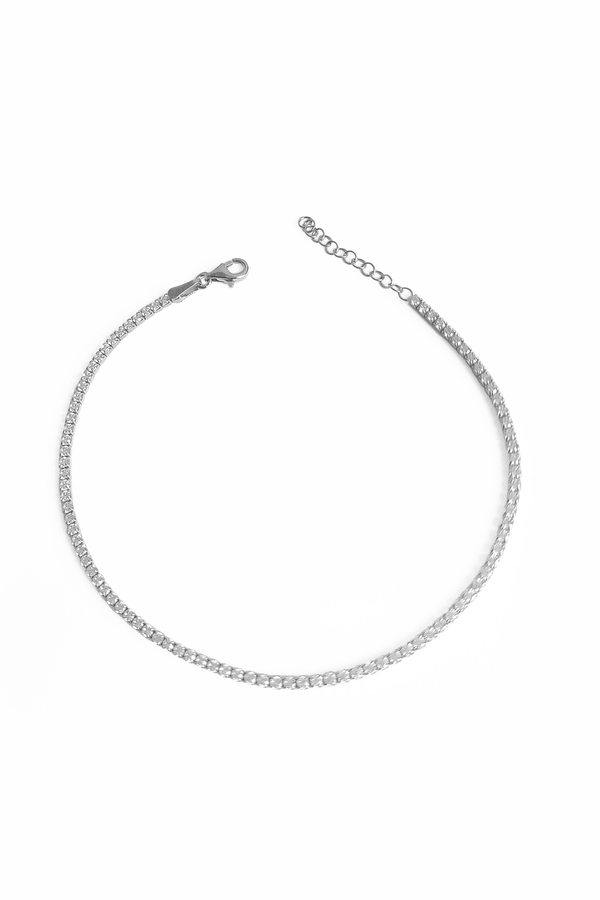 1,5 mm Beyaz Taşlı Gümüş Suyolu Halhal