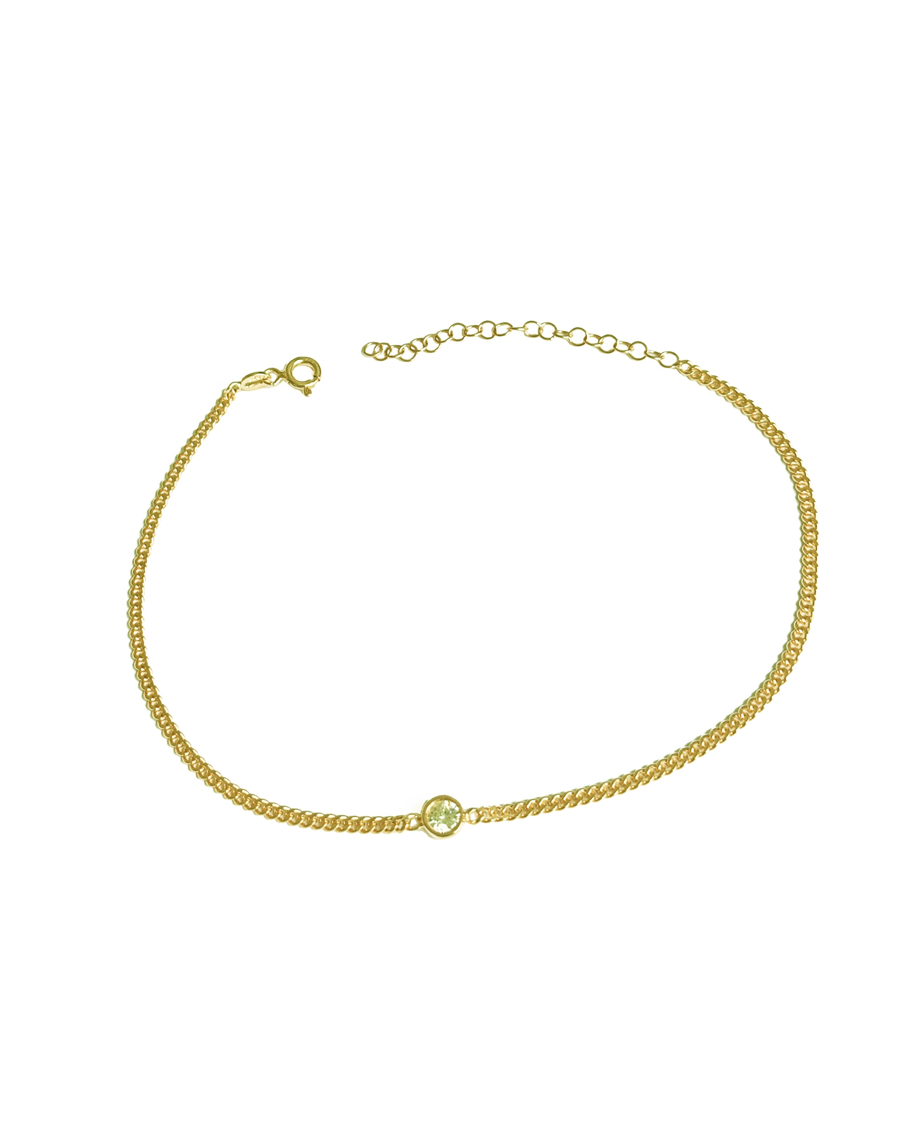 Gurmet Zincirli Tek Taşlı Gümüş Halhal - Gold
