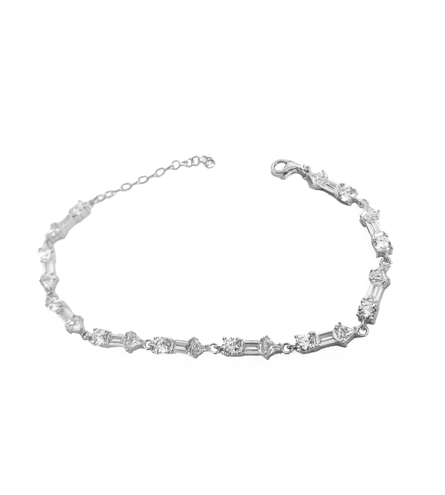 Baget Taşlı Gümüş Bileklik - Rodyum Renk