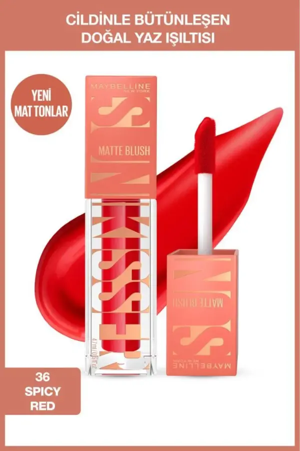 Maybelline New York Sunkisser Hazy Matte Likit Allık - 36 Spicy Red
