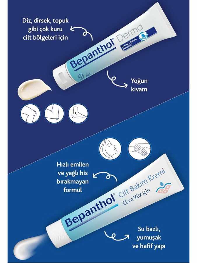 Bepanthol Derma Cilt Bakım Kremi 30 g + Onarıcı Bakım Merhemi 50 g Set
