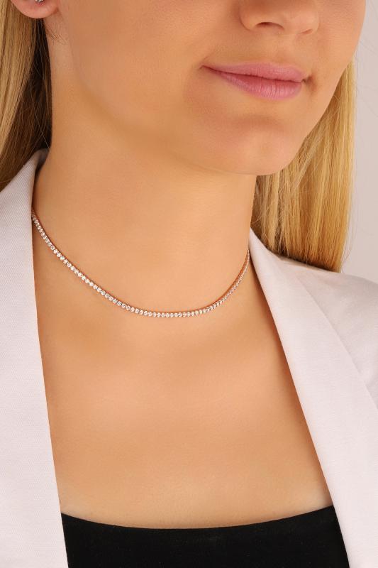 1,5 mm Taşlı Gümüş Suyolu Choker Kolye