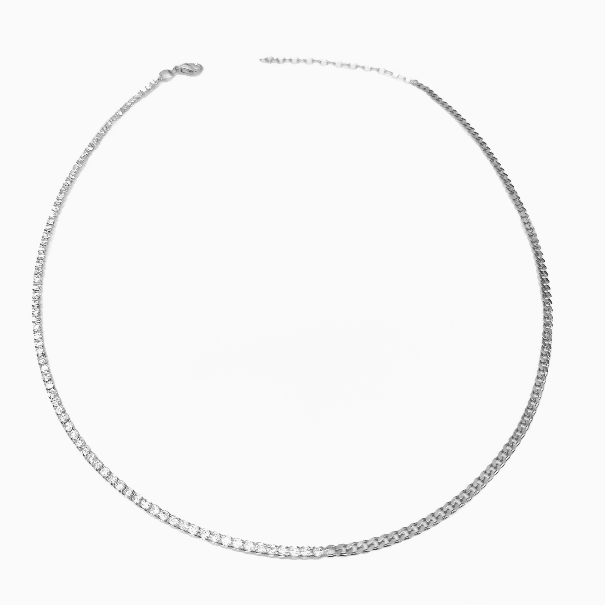 Yarısı Suyolu Yarısı Gurmet Zincirli Gümüş Choker Kolye