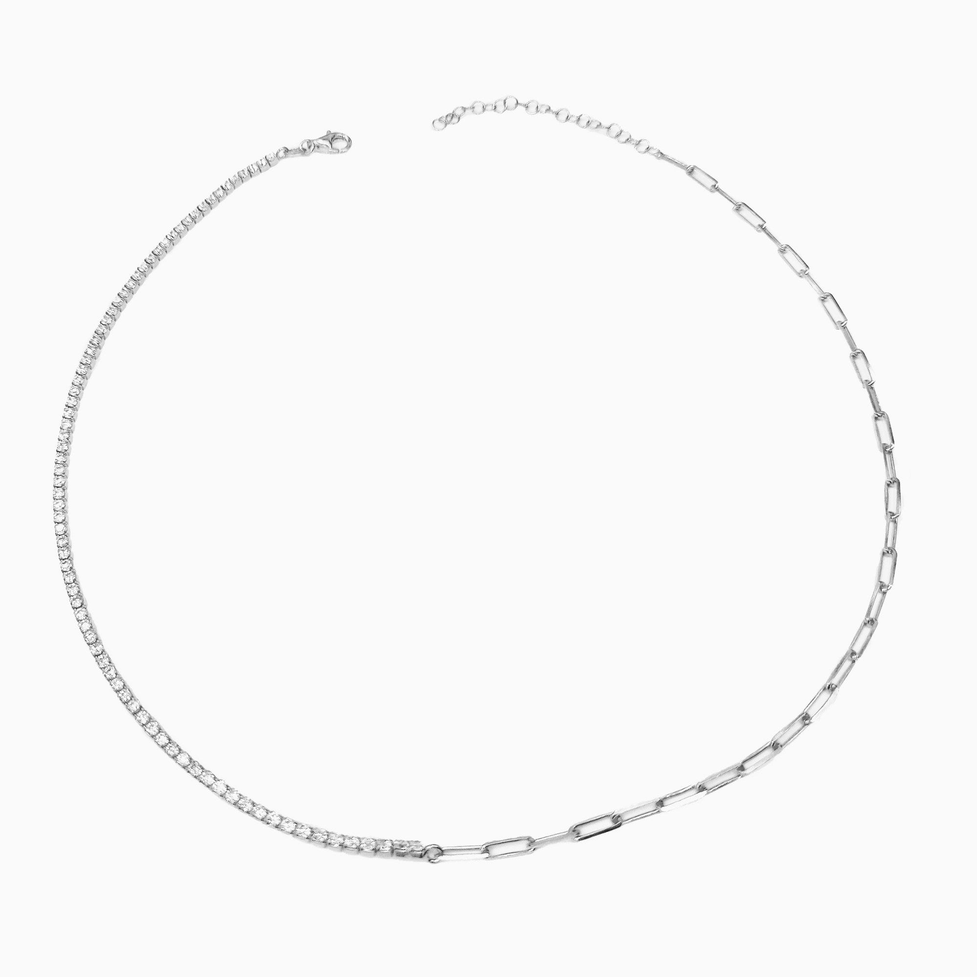 Yarısı Suyolu Yarısı İtalyan Zincirli  Gümüş Choker Kolye