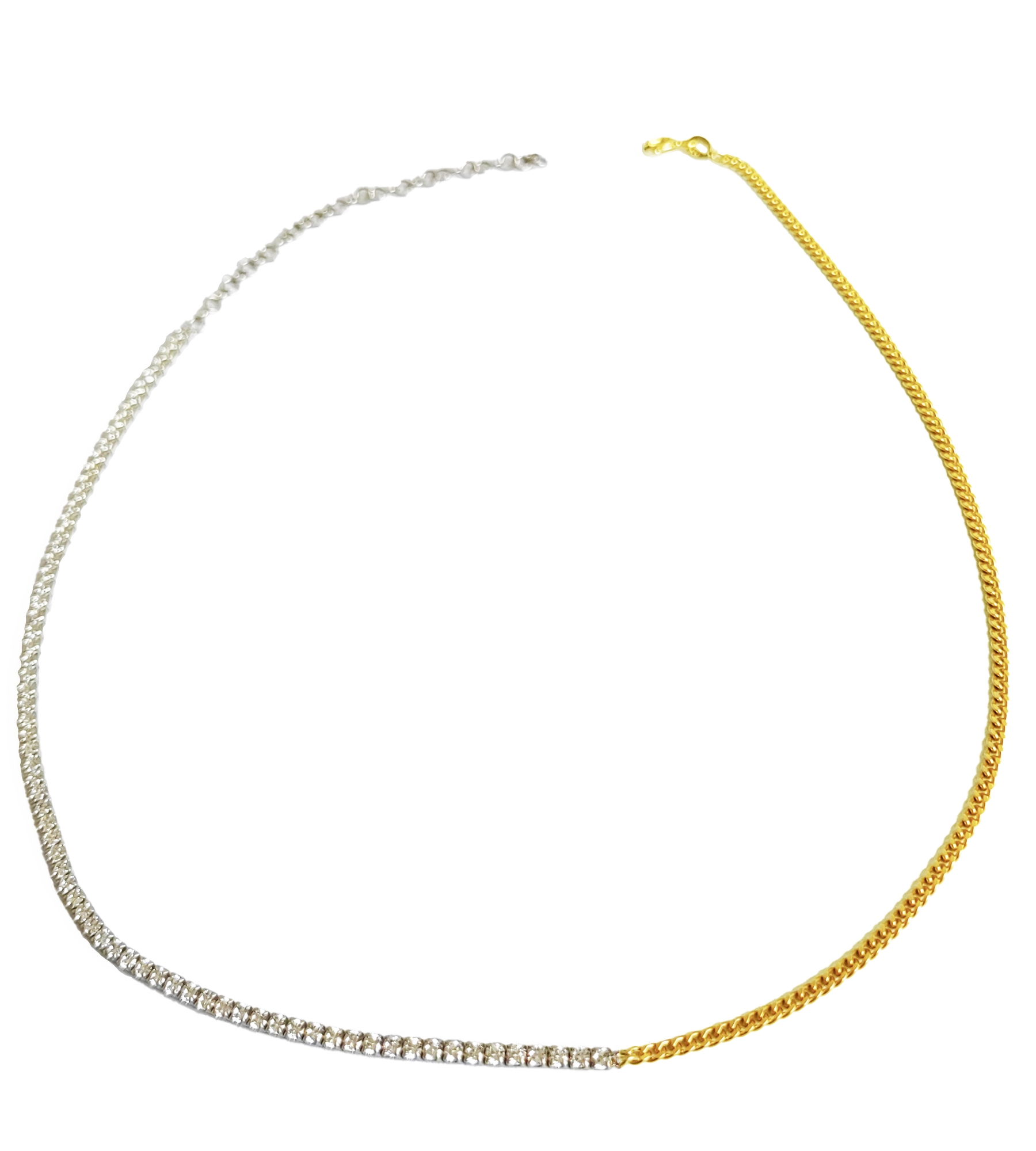 Yarısı Suyolu Yarısı Gurmet Zincir Çift Renkli Choker Gümüş Kolye