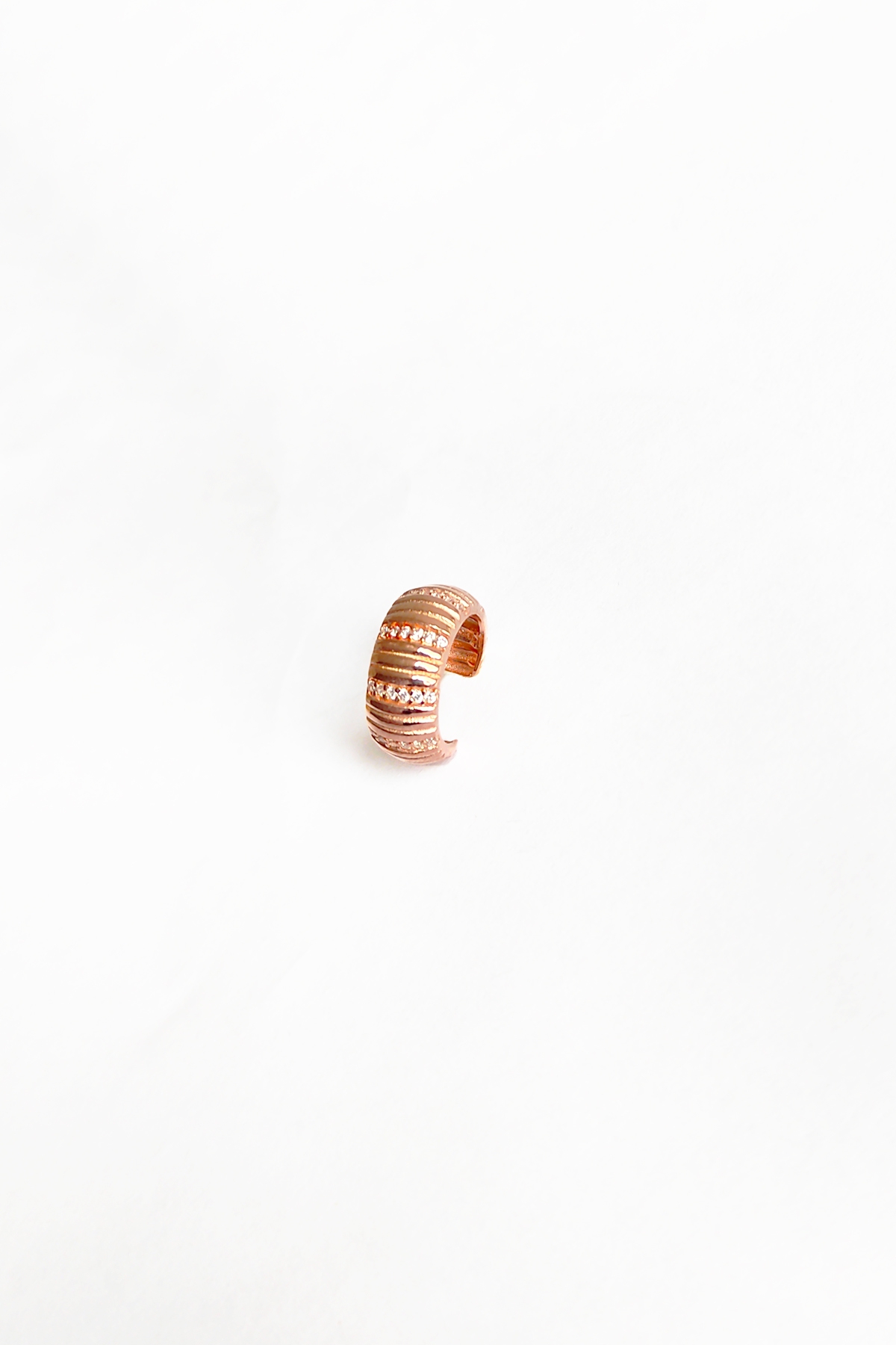 Kalın Taşlı Gümüş Ear Cuff Küpe