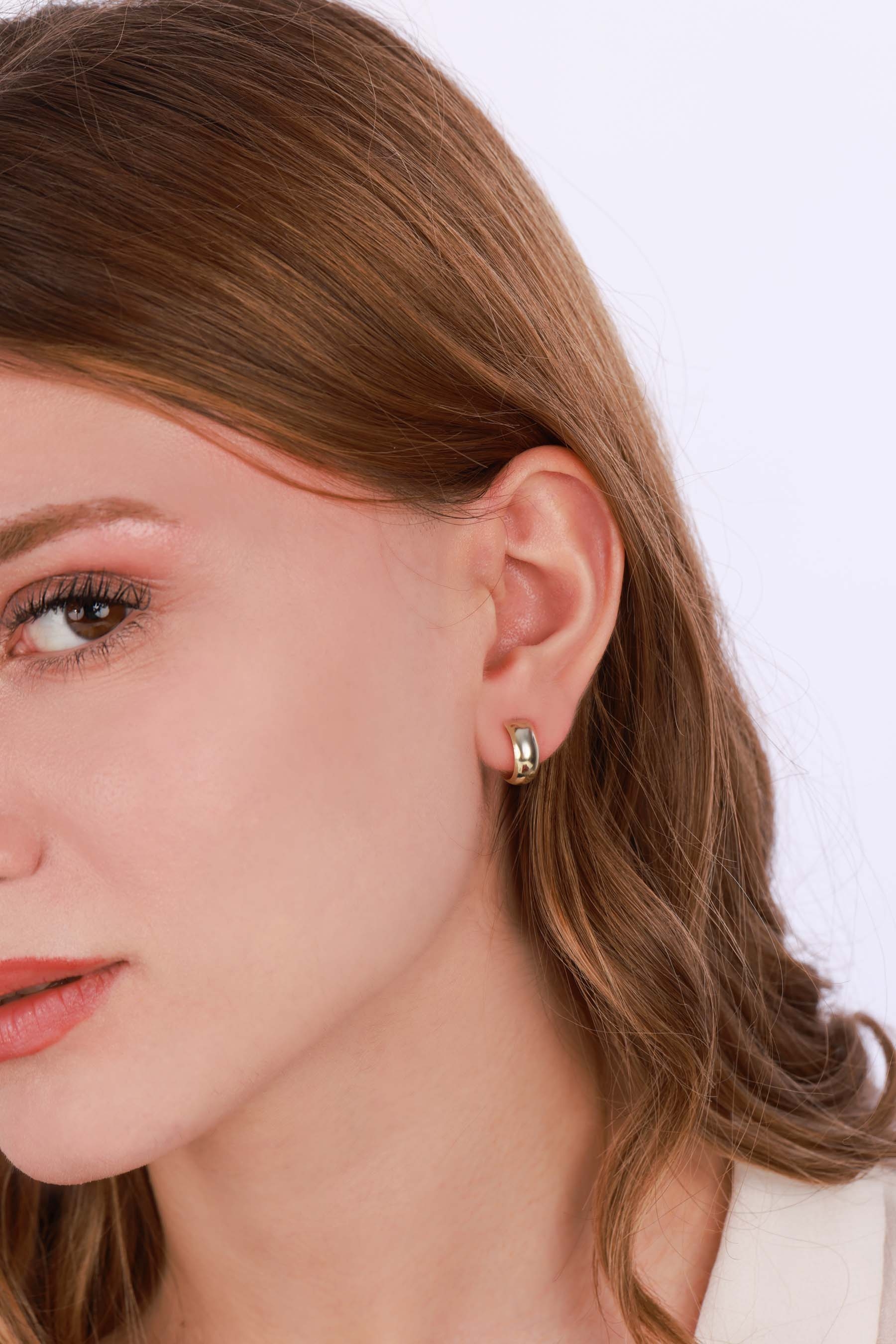 Taşsız Gümüş Tombul Halka Küpe - Rose Renk