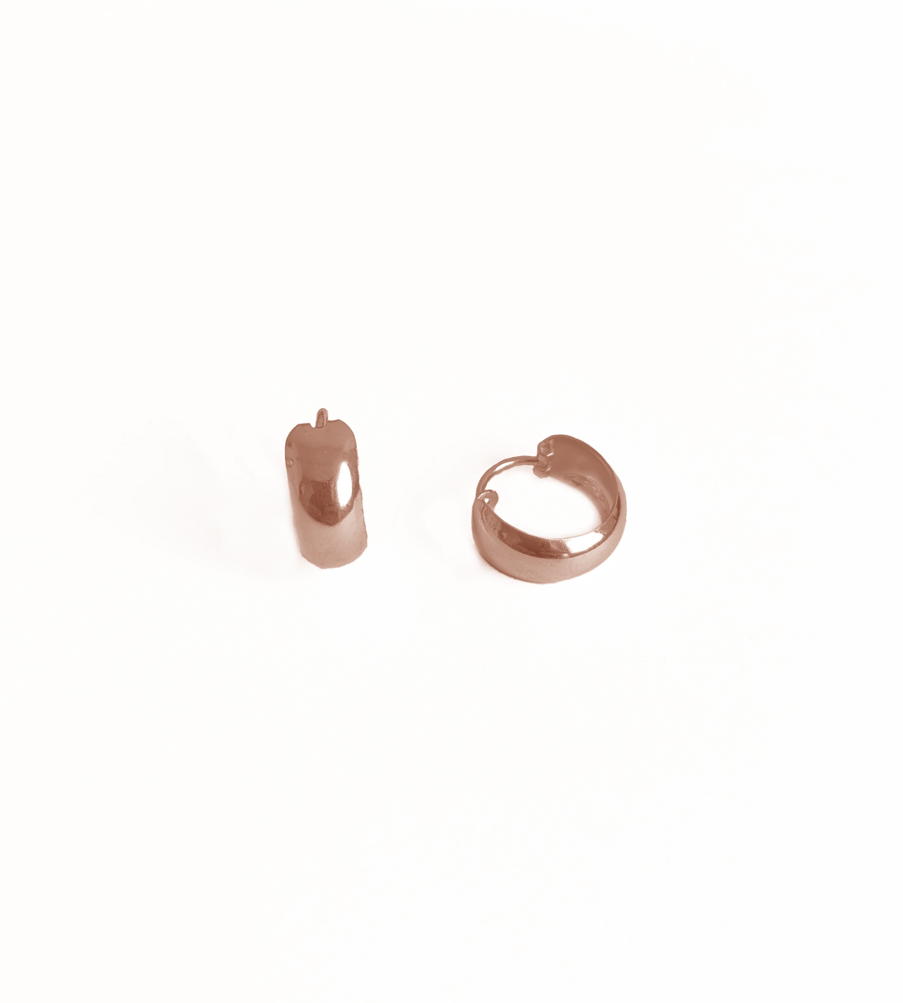 Taşsız Gümüş Tombul Halka Küpe - Rose Renk