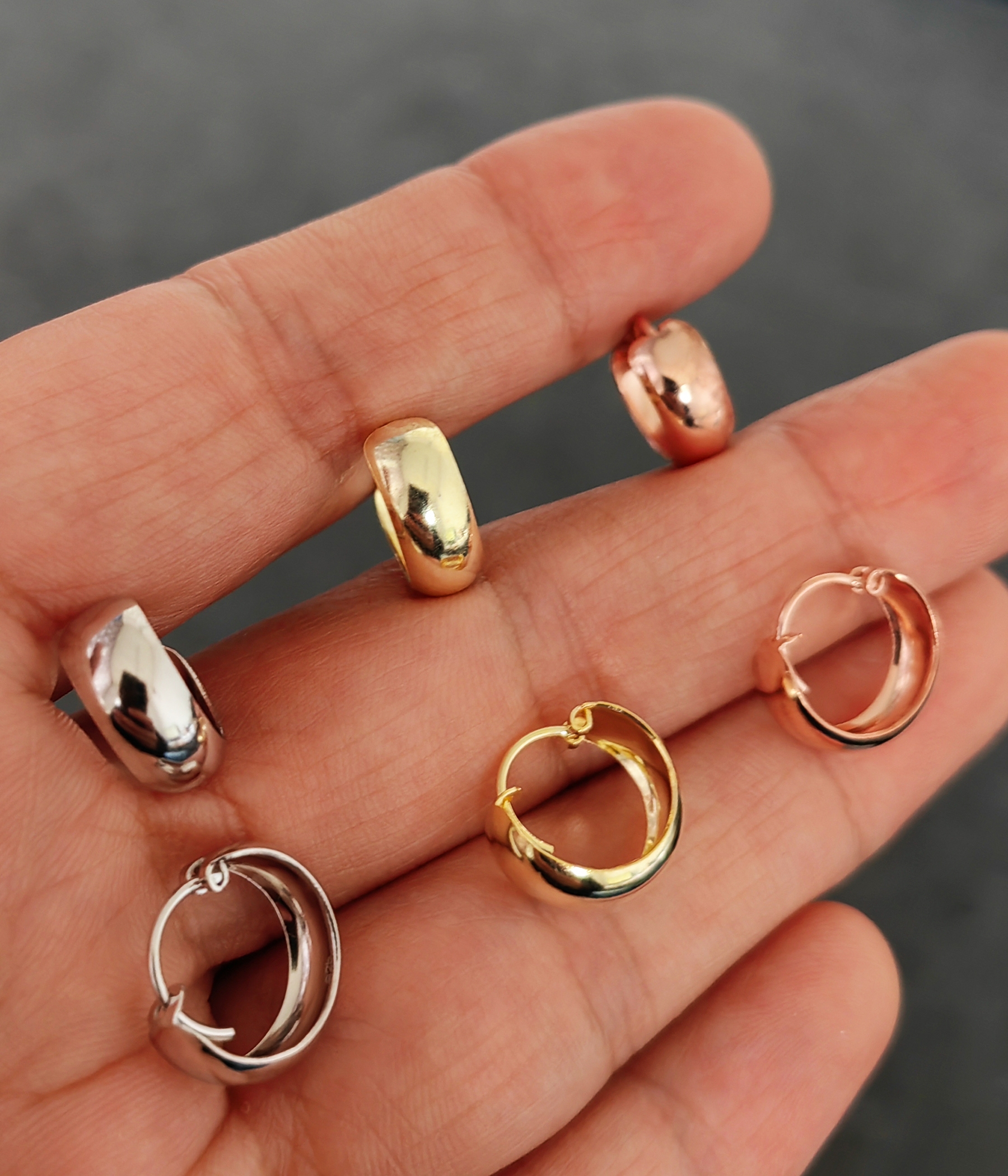 Taşsız Gümüş Tombul Halka Küpe - Rose Renk