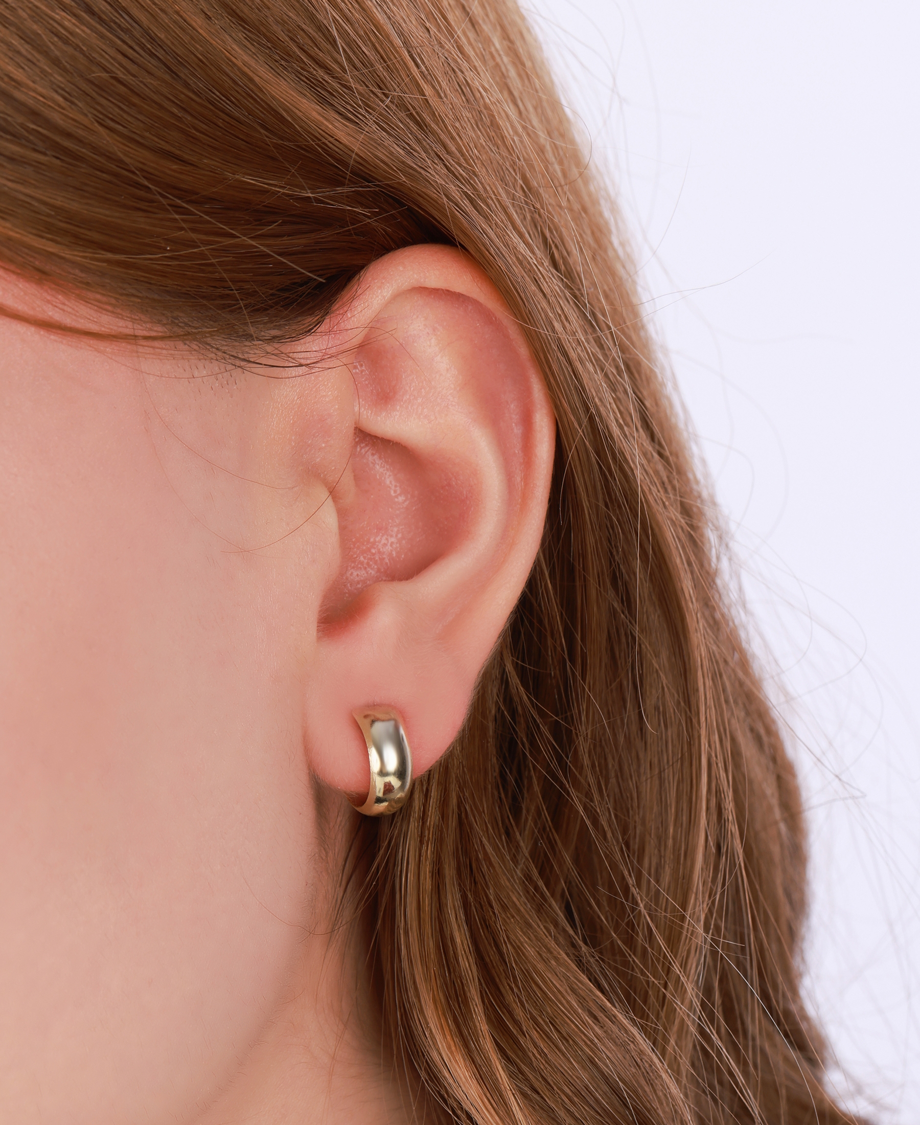 Taşsız Gümüş Tombul Halka Küpe - Rose Renk