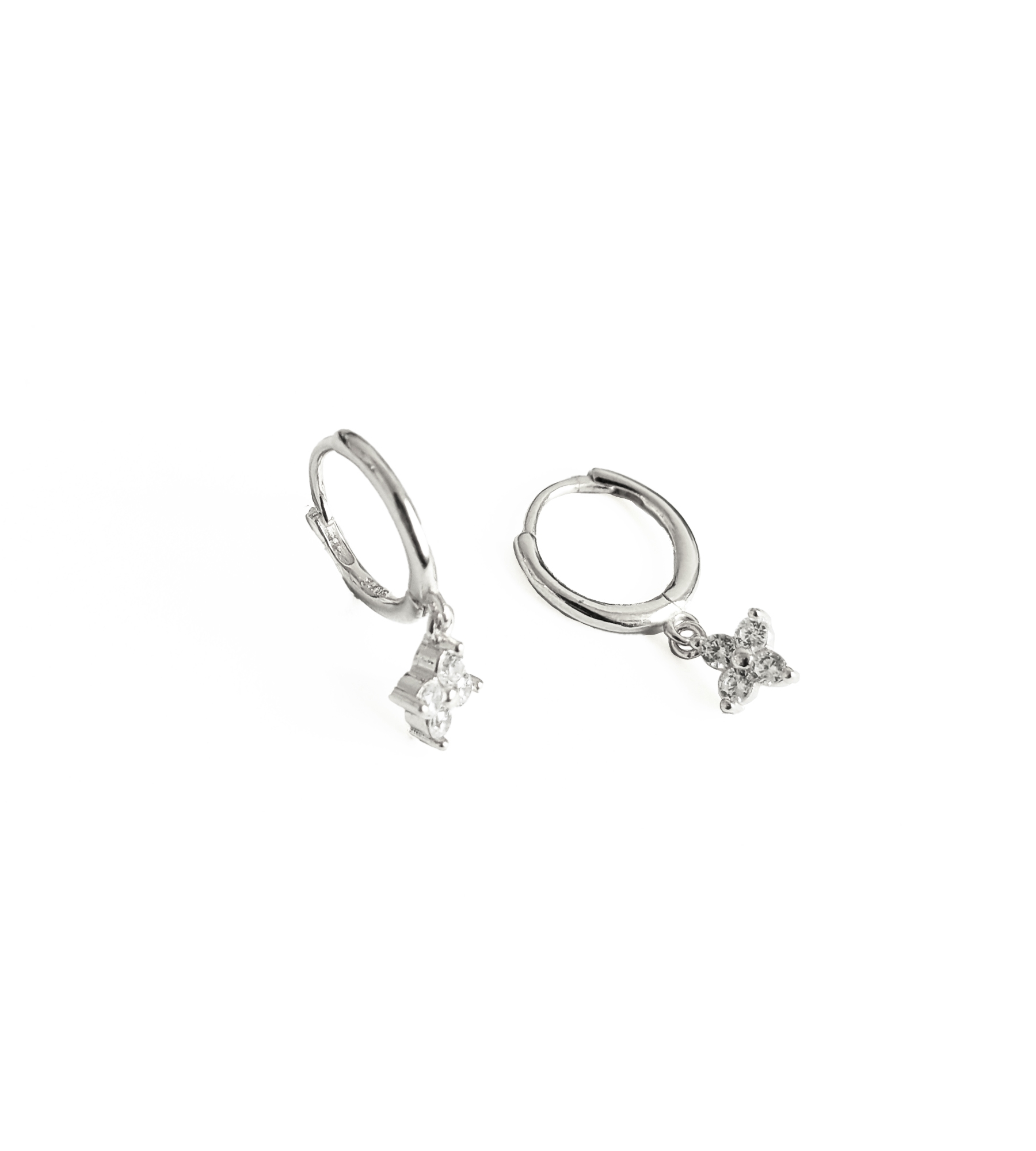 Sallantılı Gümüş Papatya Charm Küpe - Gold Renk