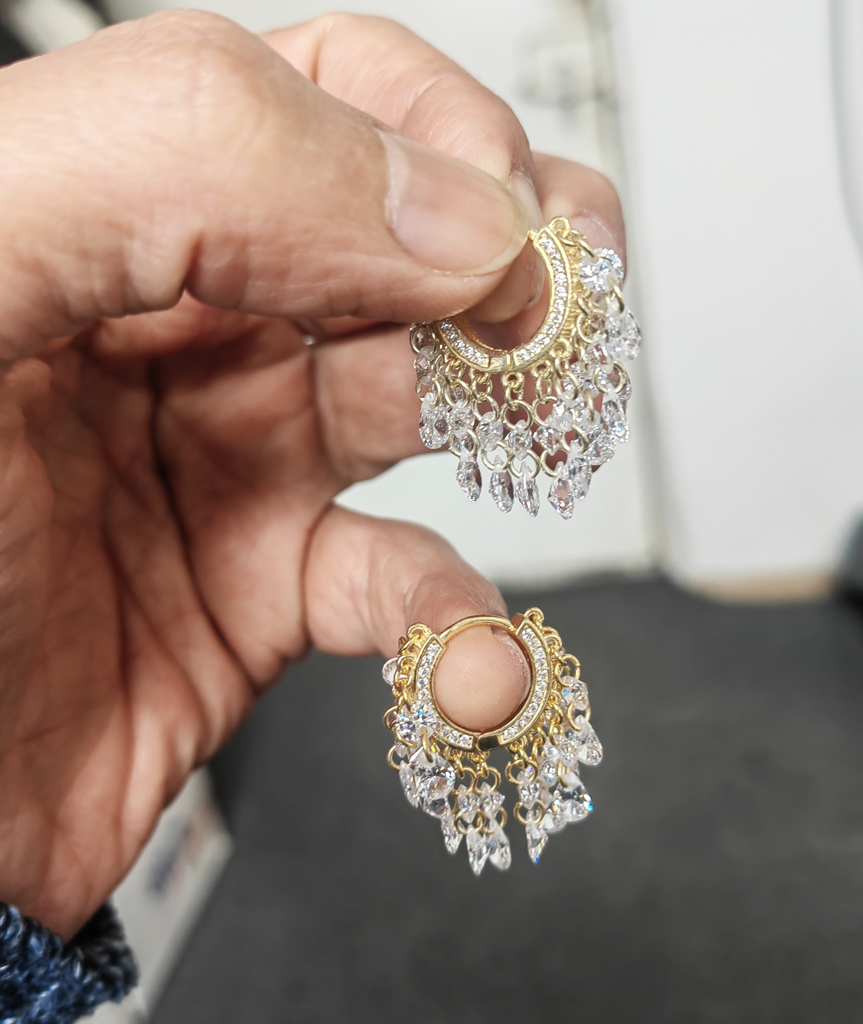 Çok Taşlı Sallantılı Gümüş Küpe | 925 Ayar Şık ve Göz Alıcı Kadın Küpesi - Rose Renk