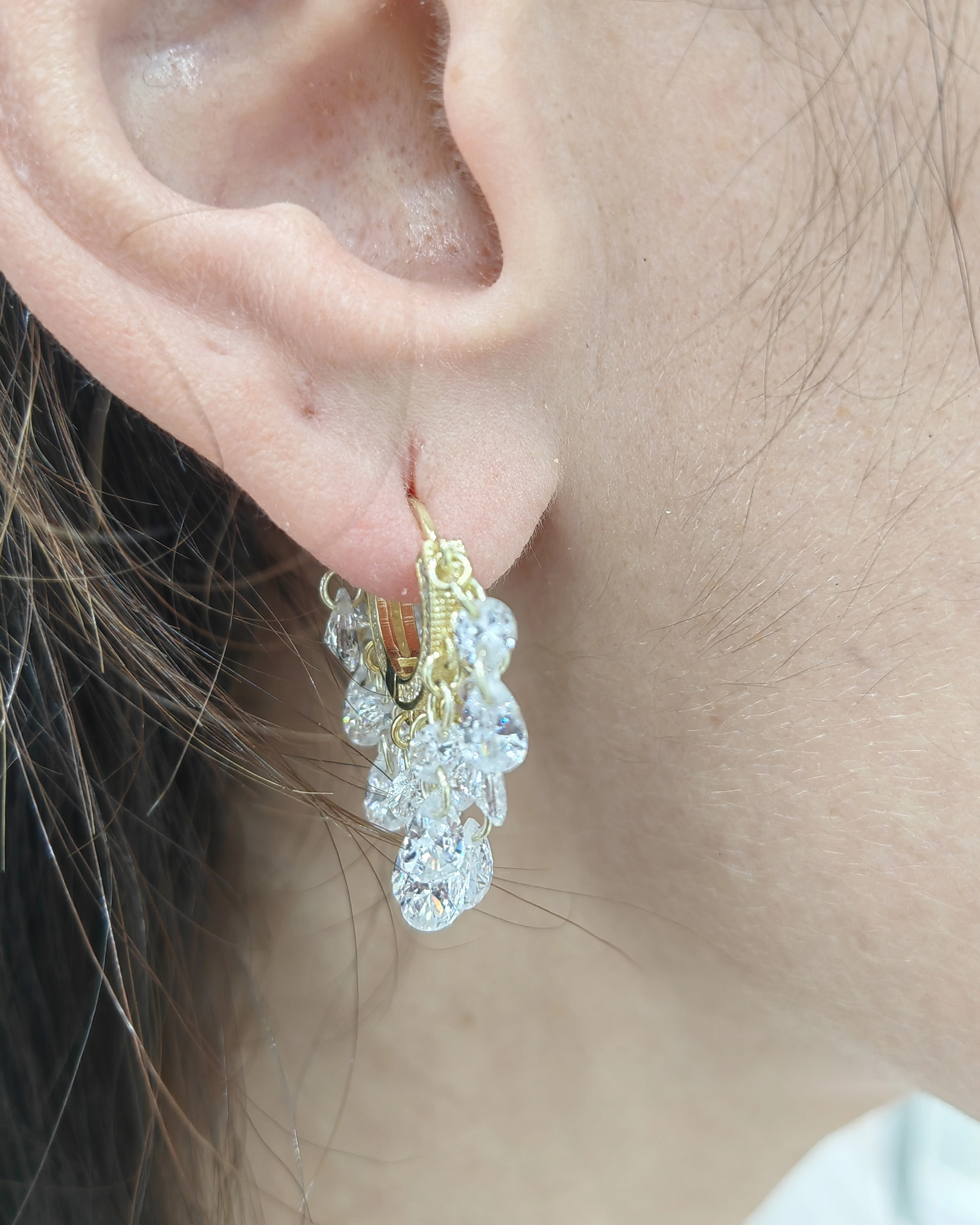 Çok Taşlı Sallantılı Gümüş Küpe | 925 Ayar Şık ve Göz Alıcı Kadın Küpesi - Rose Renk