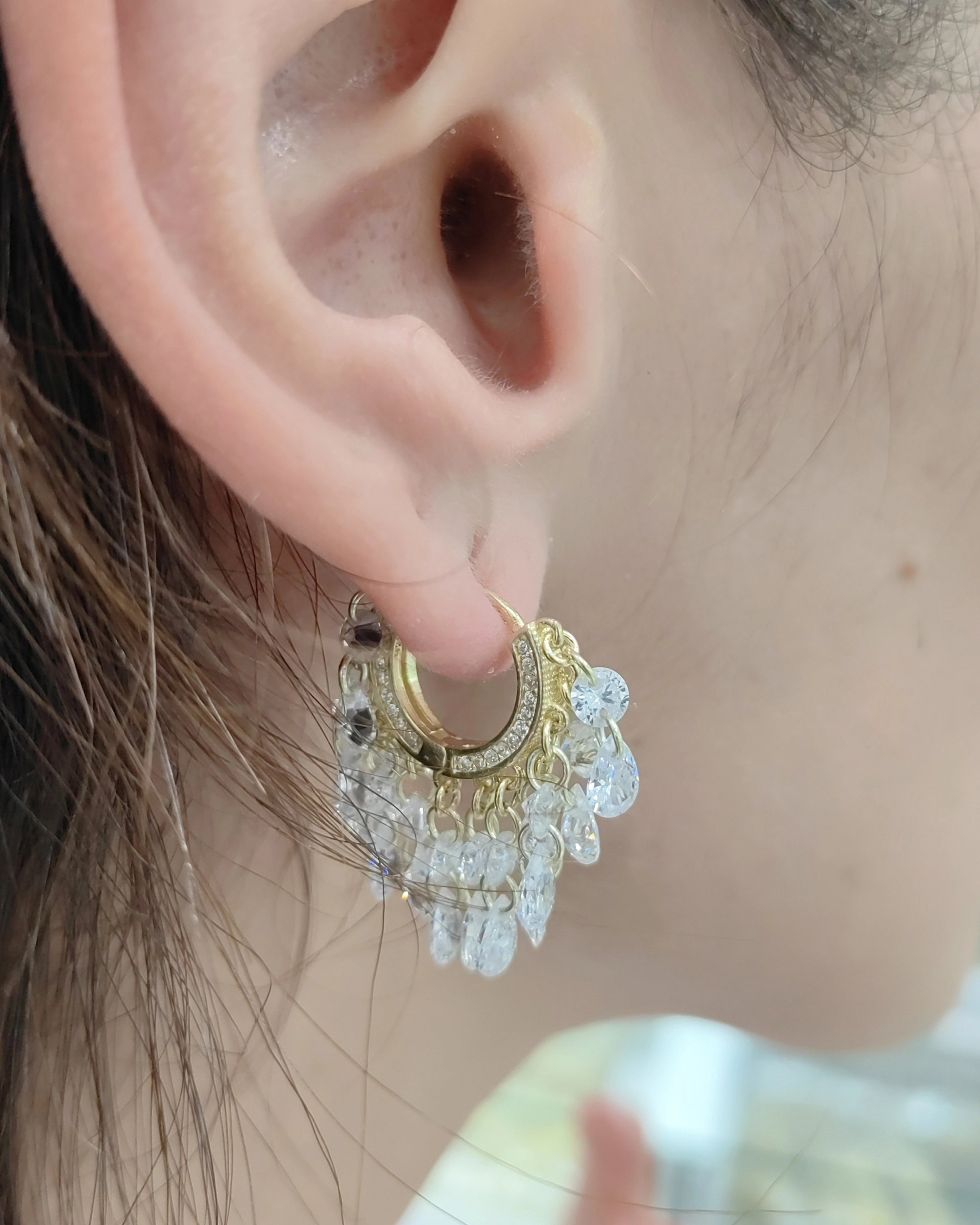 Çok Taşlı Sallantılı Gümüş Küpe | 925 Ayar Şık ve Göz Alıcı Kadın Küpesi - Rose Renk