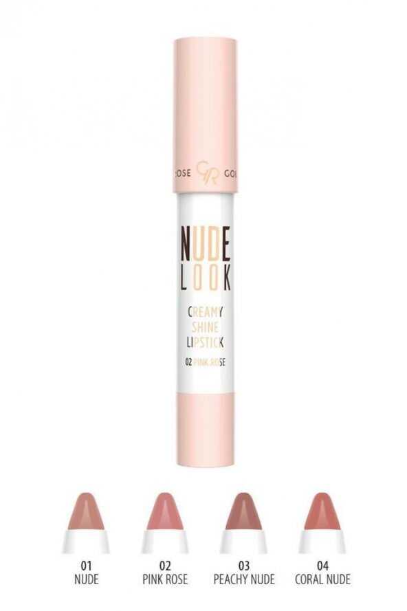 Golden Rose Nude Look Creamy Shine Lipstick Ruj 01