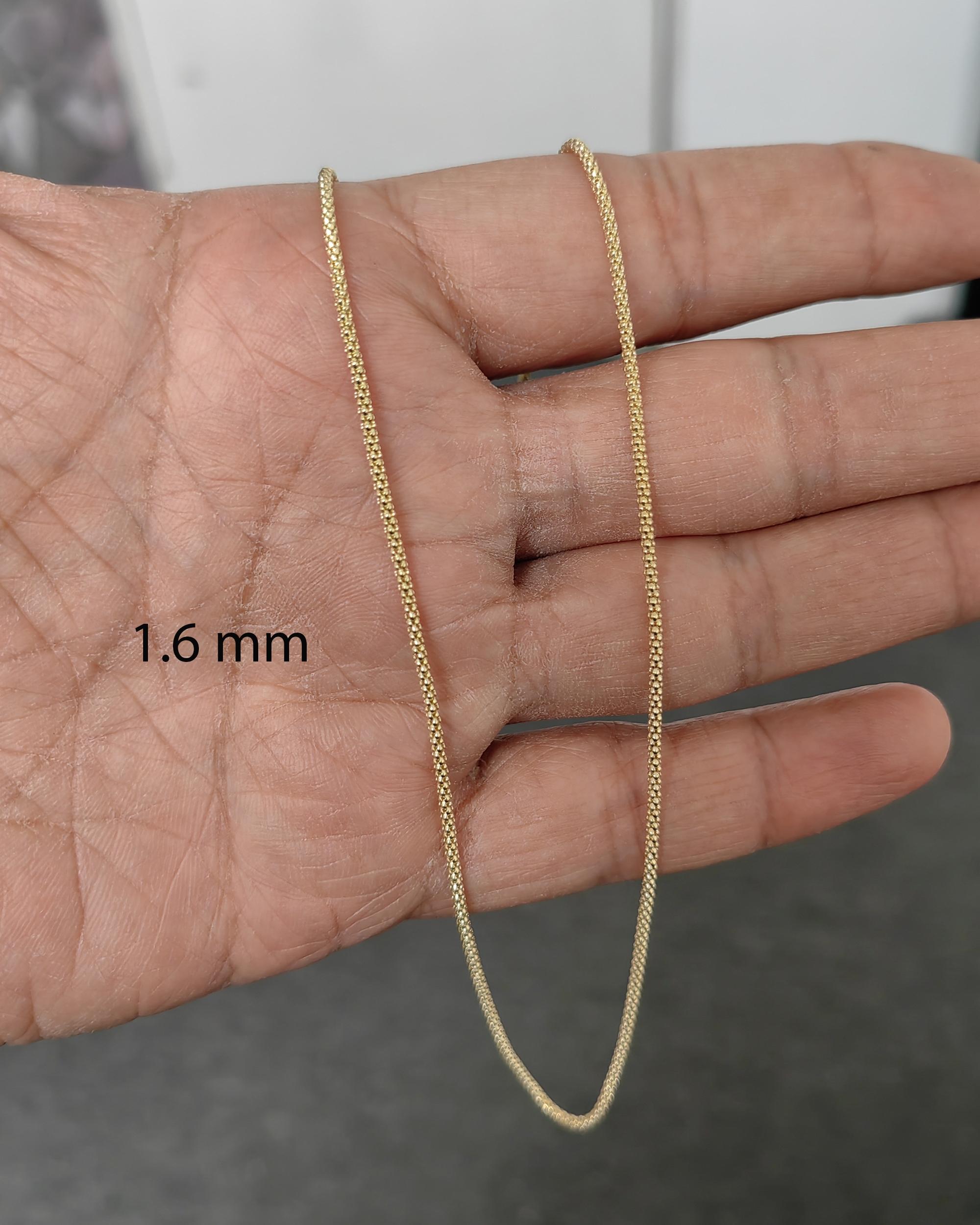 Popcorn Traşlı - 14 Ayar Gerçek Altın Zincir Kolye - Kalınlık 1.40 mm (585 Damgalı)