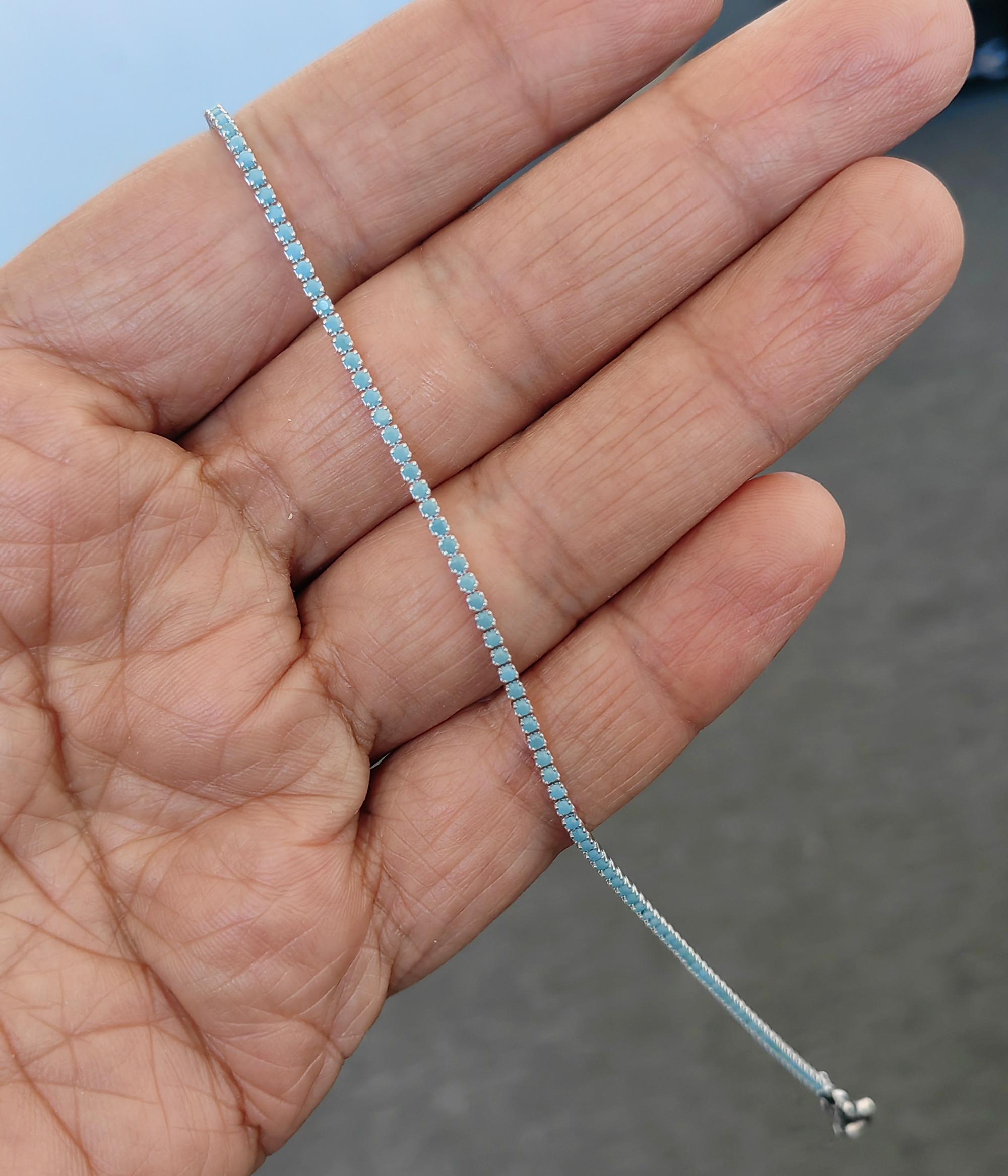 1,5 mm Turkuaz Taşlı Gümüş Suyolu Halhal