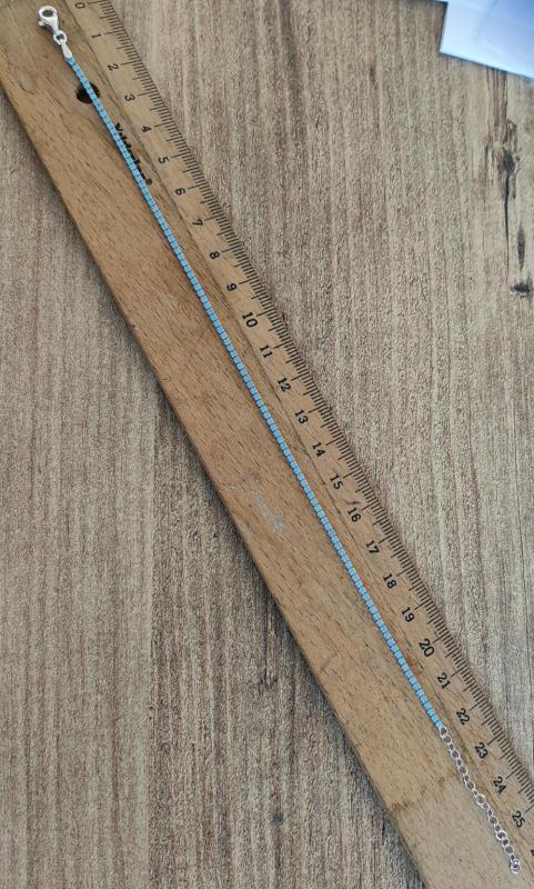 1,5 mm Turkuaz Taşlı Gümüş Suyolu Halhal