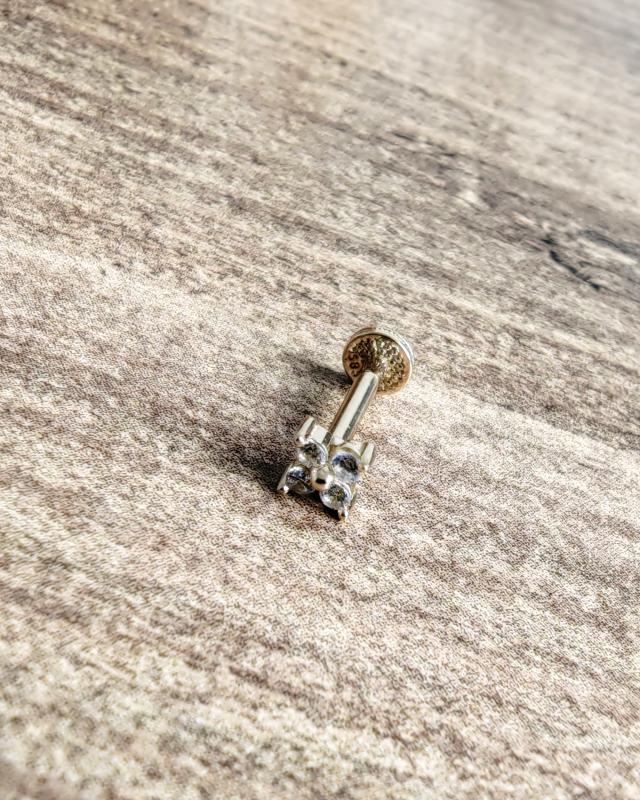 4 Yapraklı Yonca 14 K Altın Tragus Piercing (585 Damgalı)