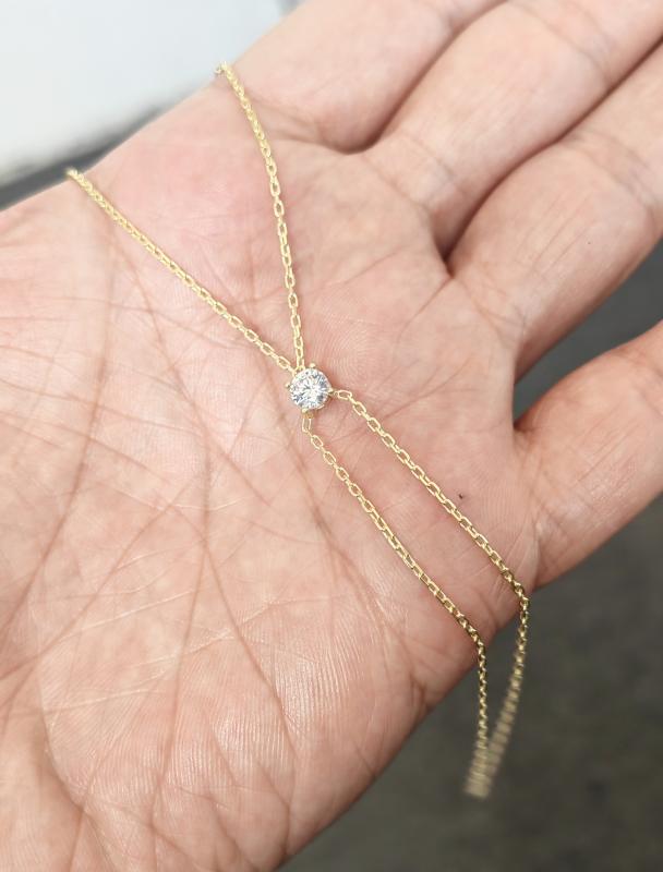 Tek Taşlı Gümüş Şahmeran Bileklik - Gold Renk