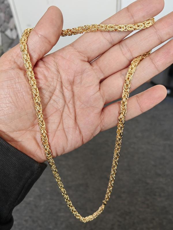 Köşeli Kral Zincir 14 Ayar Gerçek Altın Zincir Kolye - Kalınlık: 3.80 mm (585 Damgalı)