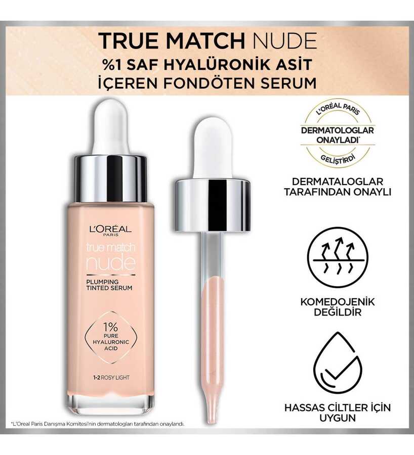 L’Oréal Paris True Match Nude Fondöten Serum 1-2 Rosy Light