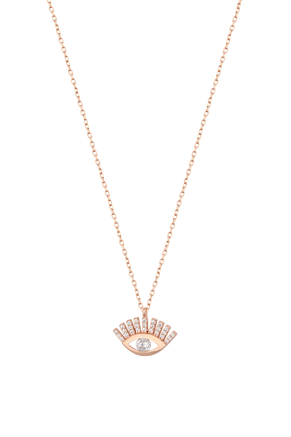 Taşlı Kirpik Göz Gümüş Kolye