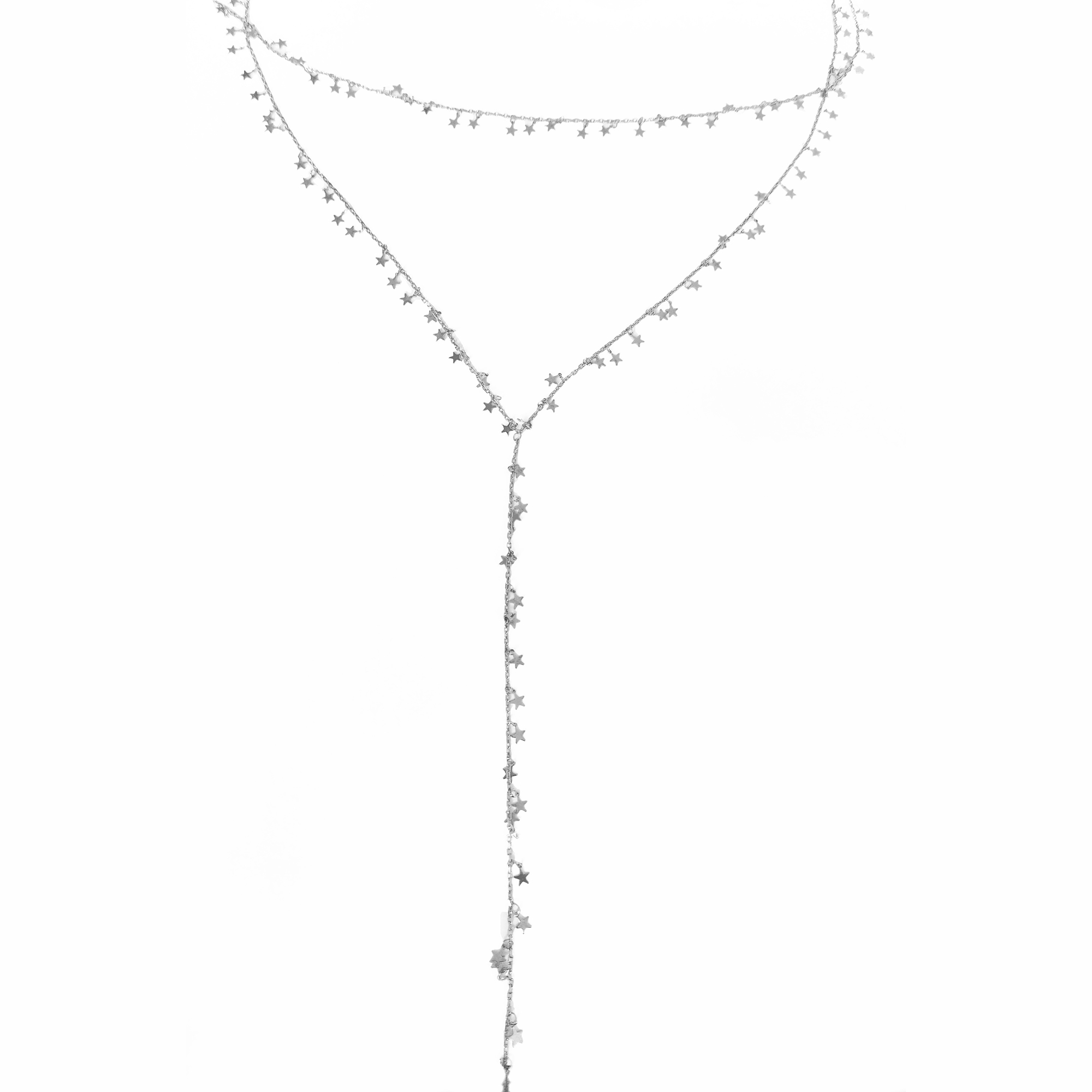 Choker ve Y Kolye 2’si 1 Arada Yıldızlı Gümüş Kolye