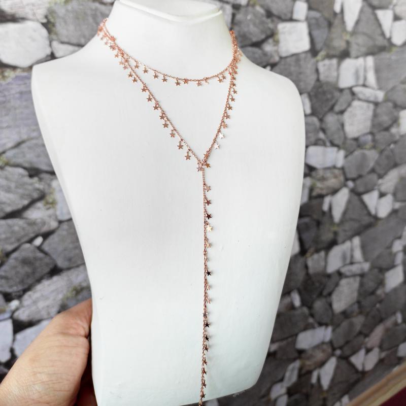 Choker ve Y Kolye 2’si 1 Arada Yıldızlı Gümüş Kolye