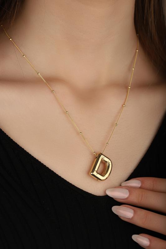 Taşsız Gümüş Balon Harf Kolye