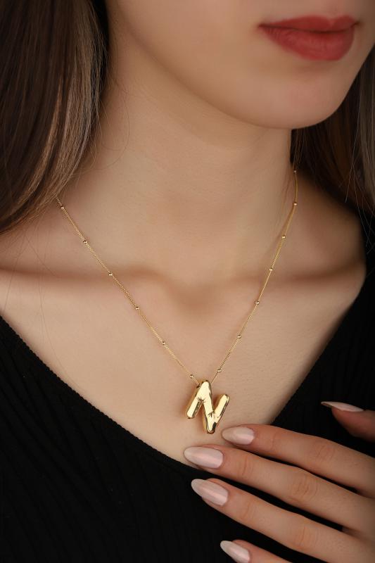 Taşsız Gümüş Balon Harf Kolye