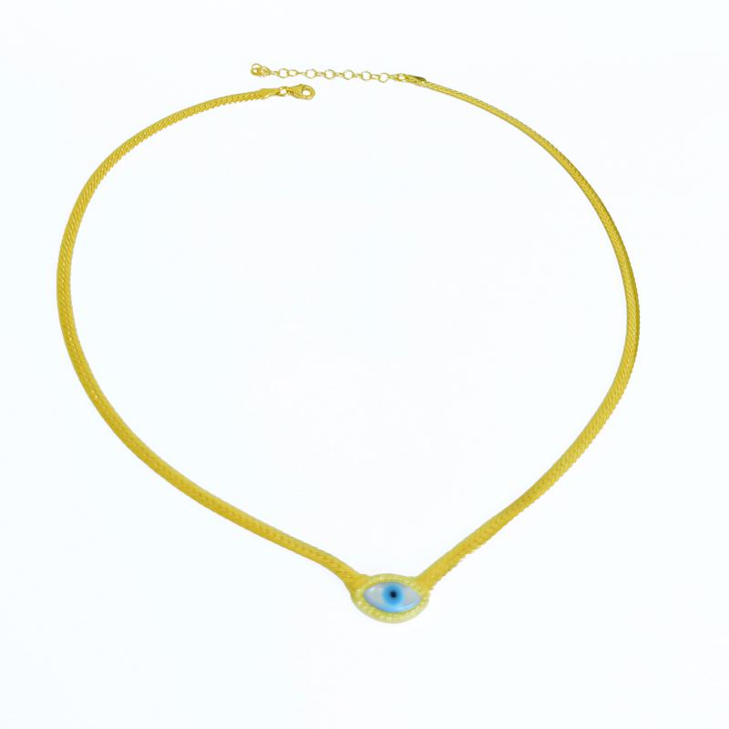 Balıksırtı Zincirli Göz Gümüş Kolye