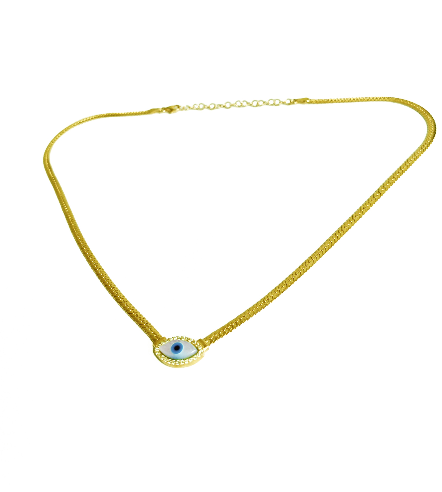 İtalyan Balıksırtı Zincirli Opal Göz Gümüş Kolye