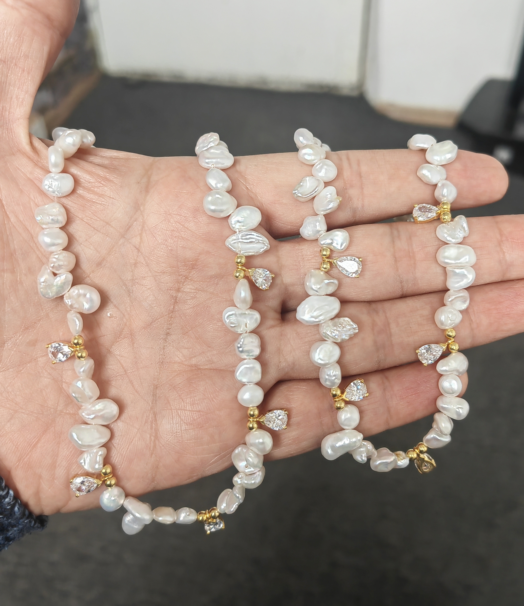 925 Ayar Gümüş Damla Taşlı Gerçek İnci Kolye | Zarif ve Şık Kadın Takı Modeli - Rodyum Renk