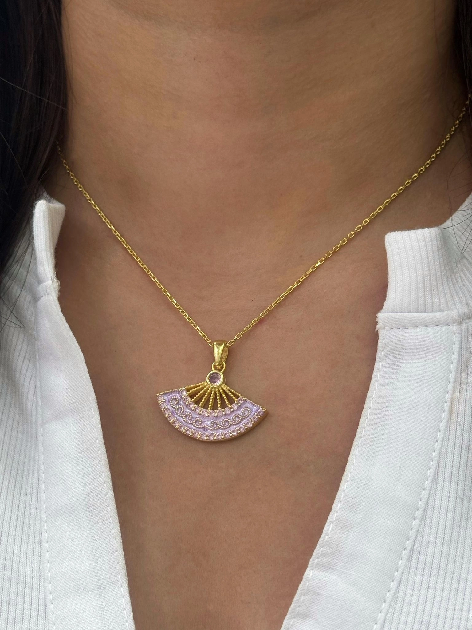 El Yapımı 925 Ayar Gümüş Kolye | Renkli Mine Detaylı Kadın Takısı - Bakır Rengi