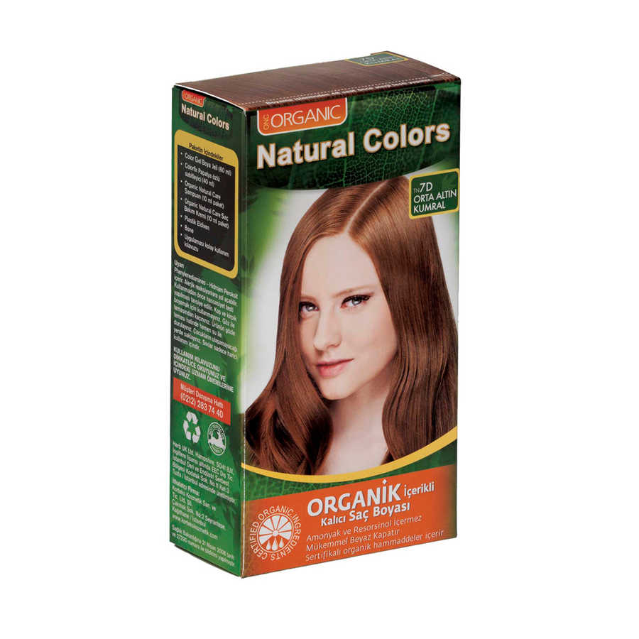 Natural Colors Organik İçerikli Saç Boyası 7D Orta Altın Kumral
