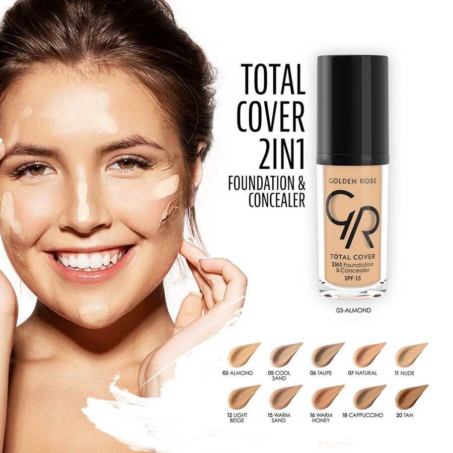 Golden Rose Total Cover 2 in1 Fondöten & Kapatıcı 22 Natural Beige