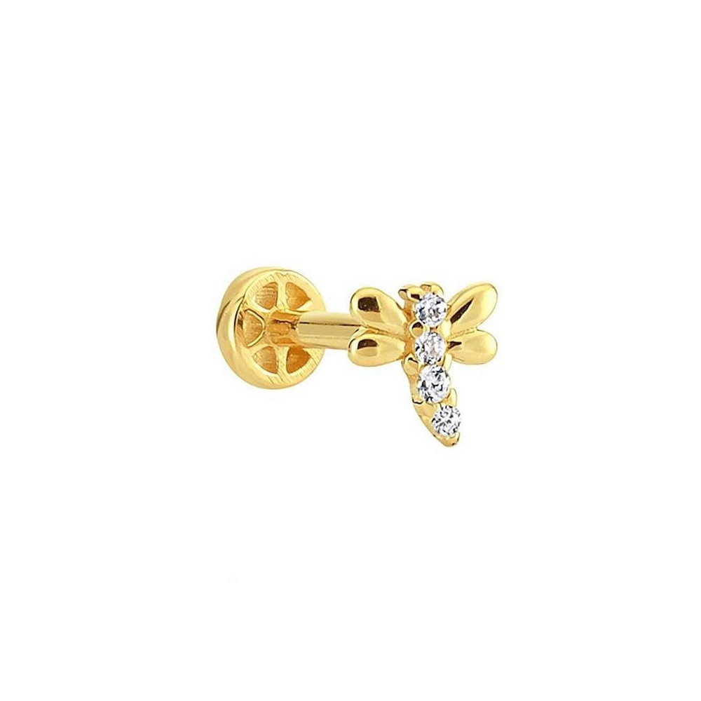 Yusufçuk Taşlı 14 K Altın Tragus Piercing (585 Damgalı)