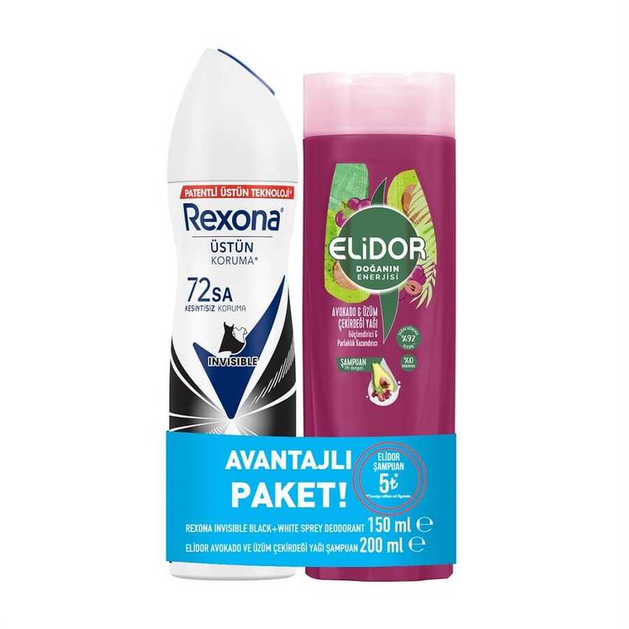 Rexona%20Invisible%20Black+White%20Deodorant%20150%20ml%20+%20Elidor%20Şampuan%20200%20ml