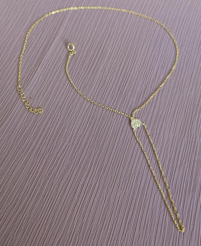 Beyaz Taşlı Kalp Gümüş Şahmeran Bileklik - Gold Renk