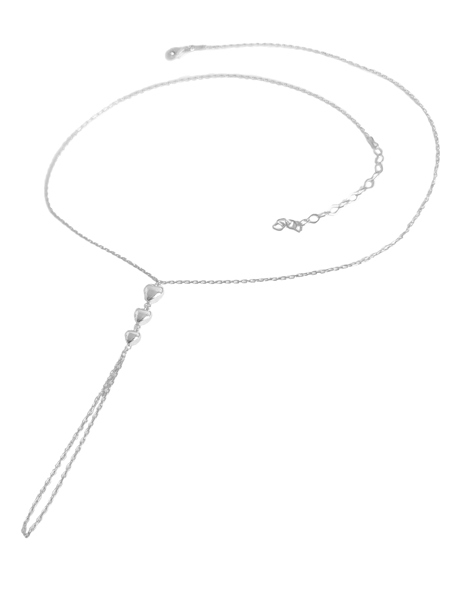 Şık 3 Sıra Kalp Model Gümüş Şahmeran Bileklik (Taşsız) - Rodyum