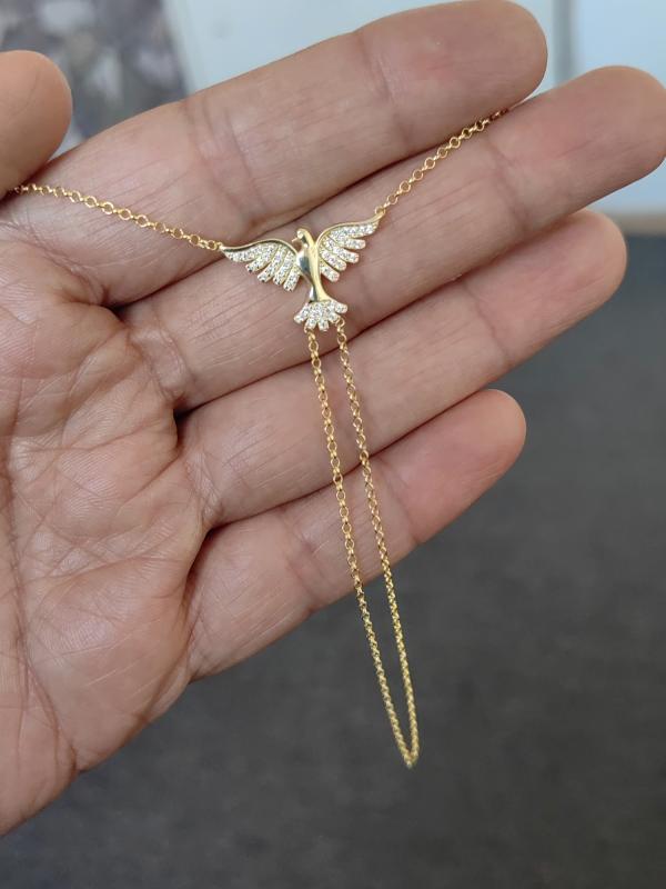 Beyaz Zirkon Taş Detaylı Gümüş Güvercin Model Şahmeran - Rose