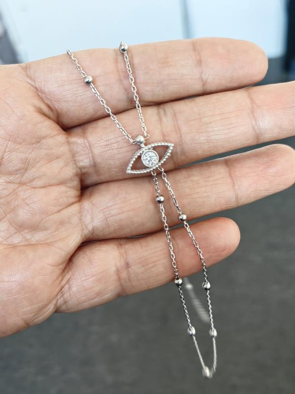 Göz Figürlü Top Zincirli Gümüş Şahmeran Bileklik – Özel Tasarım - Gümüş Renk