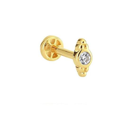 14 Ayar 585 Damgalı Altın Tek Taş Tragus Piercing GOLD