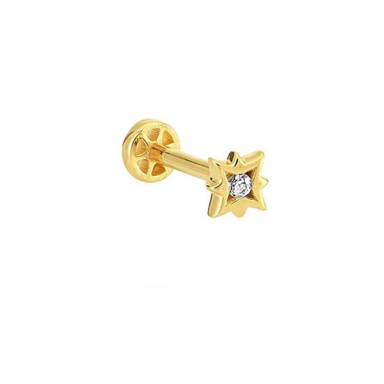 14K Gerçek Altın Tek Taş Tragus Küpe – Zarif Minimal Tasarım GOLD