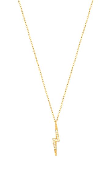 925 Ayar Gümüş Yıldırım Kolye – Minimal Tasarım RHODIUM